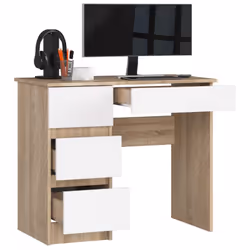 AKORD Furniture Factory IP0PBIUSONBIALEA7 bureau d'ordinateur Blanc, Couleur chêne