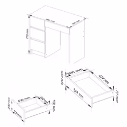 AKORD Furniture Factory IP0PBIUSONBIALEA7 bureau d'ordinateur Blanc, Couleur chêne