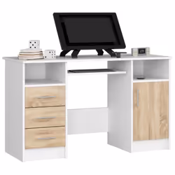 AKORD Furniture Factory IP0PANABIASON, Droit, Forme rectangulaire, Mat, Blanc, Couleur chêne, 3 tiroir(s), 520 mm