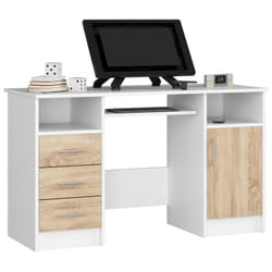 AKORD Furniture Factory IP0PANABIASON bureau d'ordinateur Blanc, Couleur chêne