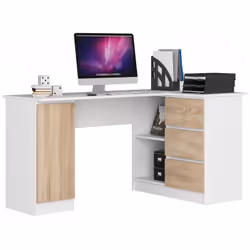 AKORD Furniture Factory IP0PBIUB20BIASON, Coin, Mat, Blanc, Couleur chêne, 3 tiroir(s), 850 mm, 1550 mm