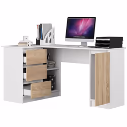 AKORD Furniture Factory IP0PBIUB20LEBIASON bureau d'ordinateur Blanc, Couleur chêne