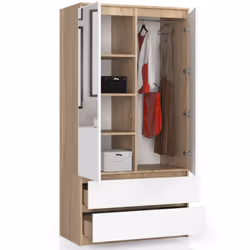 AKORD Furniture Factory SP0PSYSSONBIALUST placard et armoire de chambre à coucher 4 étagères 2 portes(s) Chêne