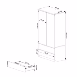 AKORD Furniture Factory SP0PSYSSONBIALUST placard et armoire de chambre à coucher 4 étagères 2 portes(s) Chêne