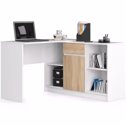 AKORD Furniture Factory OP0LZESBIASON, Blanc, Chêne, 1 tiroir(s), Mat, 6 étagères, 1 portes(s), 16 mm