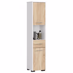 AKORD Furniture Factory OP0LLAZ2DBIASON, Blanc, Sur pied, 5 étagères, 1 tiroir(s), 2 portes(s), Mat