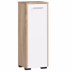Armoire salle de bains AKORD FIN Chêne Sonoma 30 cm 1 porte façade Blanche 2 étagères 30x30x82 cm