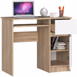 AKORD Furniture Factory IP0PBIUSONBIAPIKSPRA bureau d'ordinateur Blanc, Couleur chêne