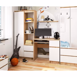 AKORD Furniture Factory IP0PBIUSONBIAPIKSPRA bureau d'ordinateur Blanc, Couleur chêne - Vue supplémentaire 5
