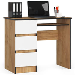 AKORD Furniture Factory IP0PBIUCRABIA009 bureau d'ordinateur Blanc, Couleur chêne