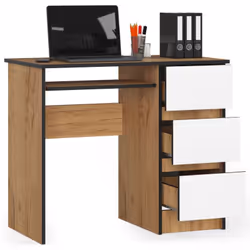 AKORD Furniture Factory IP0PBIUCRABIA008 bureau d'ordinateur Blanc, Couleur chêne