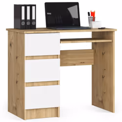 AKORD Furniture Factory IP0PBIUARTBIA009, Droit, Forme rectangulaire, Mat, Blanc, Couleur chêne, 3 tiroir(s), 500 mm