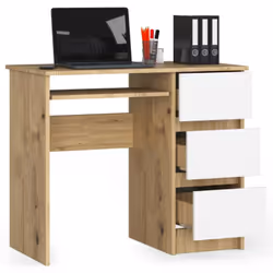 AKORD Furniture Factory IP0PBIUARTBIA008 bureau d'ordinateur Blanc, Couleur chêne