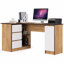 AKORD Furniture Factory IP0PBIUCRABIA005, Coin, Mat, Blanc, Couleur chêne, 3 tiroir(s), 850 mm, 1550 mm