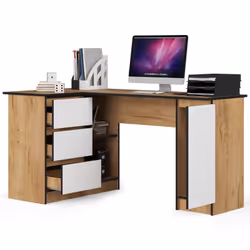 AKORD Furniture Factory IP0PBIUCRABIA005 bureau d'ordinateur Blanc, Couleur chêne