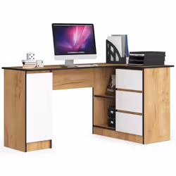 AKORD Furniture Factory IP0PBIUCRABIA006, Coin, Mat, Blanc, Couleur chêne, 3 tiroir(s), 850 mm, 1550 mm