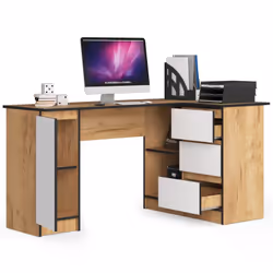 AKORD Furniture Factory IP0PBIUCRABIA006 bureau d'ordinateur Blanc, Couleur chêne