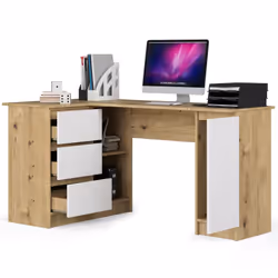AKORD Furniture Factory IP0PBIUARTBIA005 bureau d'ordinateur Blanc, Couleur chêne