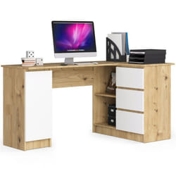 AKORD Furniture Factory IP0PBIUARTBIA006 bureau d'ordinateur Blanc, Couleur chêne