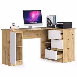 AKORD Furniture Factory IP0PBIUARTBIA006 bureau d'ordinateur Blanc, Couleur chêne