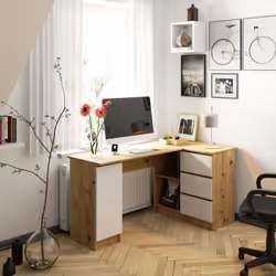 AKORD Furniture Factory IP0PBIUARTBIA006 bureau d'ordinateur Blanc, Couleur chêne - Vue supplémentaire 4