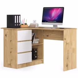 AKORD Furniture Factory IP0P3SDABARTBIA0028, Droit, Forme rectangulaire, Mat, Blanc, Couleur chêne, 3 tiroir(s), 850 mm