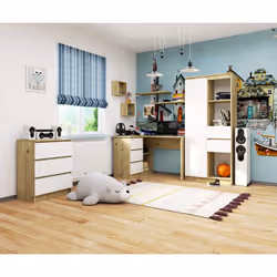 AKORD Furniture Factory IP0P3SDABARTBIA0028 bureau d'ordinateur Blanc, Couleur chêne - Vue supplémentaire 4