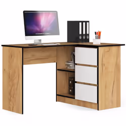 AKORD Furniture Factory IP0P3SDABCRBIA001, Droit, Forme rectangulaire, Mat, Blanc, Couleur chêne, 3 tiroir(s), 850 mm
