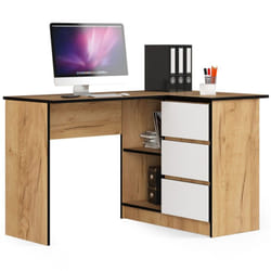 AKORD Furniture Factory IP0P3SDABCRBIA001 bureau d'ordinateur Blanc, Couleur chêne