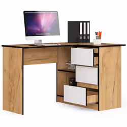 AKORD Furniture Factory IP0P3SDABCRBIA001 bureau d'ordinateur Blanc, Couleur chêne