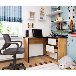 AKORD Furniture Factory IP0P3SDABCRBIA001 bureau d'ordinateur Blanc, Couleur chêne - Vue supplémentaire 4