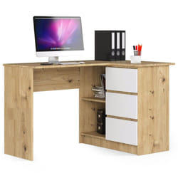 AKORD Furniture Factory IP0P3SDABARTBIA001 bureau d'ordinateur Blanc, Couleur chêne