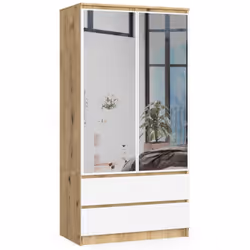 AKORD Furniture Factory SP0PSYSARTBIALUST, Chêne, Armoire, 4 étagères, 2 portes(s), Mat, Porte à charnière