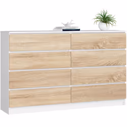 AKORD Furniture Factory OP0LK-160BIASON, Blanc, Chêne, 8 tiroir(s), Mat, 16 mm, 71 cm, 400 mm