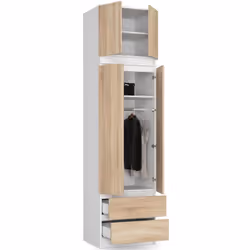 AKORD Furniture Factory SZCLPS60NADBIASON placard et armoire de chambre à coucher 3 étagères 2 portes(s) Blanc