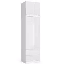 AKORD Furniture Factory SZCLPS60NADBIABIAPOL, Blanc, Armoire, 3 étagères, 2 portes(s), Brillant, Porte à charnière