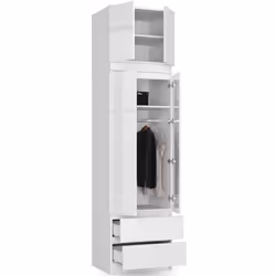 AKORD Furniture Factory SZCLPS60NADBIABIAPOL placard et armoire de chambre à coucher 3 étagères 2 portes(s) Blanc