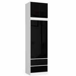 AKORD Furniture Factory SZCLPS60NADBIACZARPOL, Blanc, Armoire, 3 étagères, 2 portes(s), Brillant, Porte à charnière