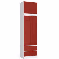 AKORD Furniture Factory SZCLPS60NADBIACZERPOL, Blanc, Armoire, 3 étagères, 2 portes(s), Brillant, Porte à charnière