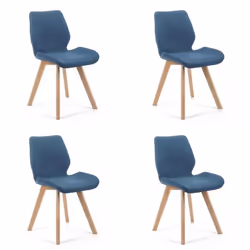 Lot de 4 chaises de salle à manger en tissu AKORD SJ.0159 Bleu Marine