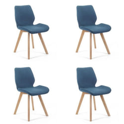 Lot de 4 chaises de salle à manger en tissu AKORD SJ.0159 Bleu Marine