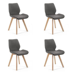 Chaises de salle à manger en tissu AKORD SJ.0159 Gris Marron - AKORD - Lot de 4 - Elégance - Chic - Bois massif