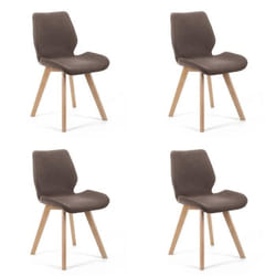 Chaises de salle à manger en tissu AKORD SJ.0159 Marron - AKORD - Lot de 4 - Elégance - Chic - Bois massif