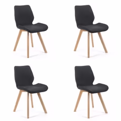 Lot de 4 chaises de salle à manger en tissu AKORD SJ.0159 Noir
