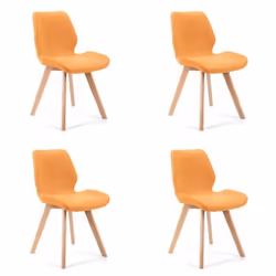 Lot de 4 chaises de salle à manger en tissu AKORD SJ.0159 Orange