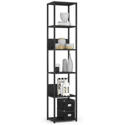 Étagère murale industrielle sur pied AKORD Noire 40 cm façade Noire 6 étagères 40x32x192 cm