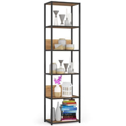 Étagère murale industrielle sur pied AKORD Noire 50 cm façade Chêne Craft 6 étagères 50x32x192 cm