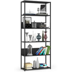 Étagère murale industrielle sur pied AKORD Noire 80 cm façade Noire 6 étagères 80x32x192 cm