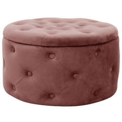 Pouf de Rangement avec Couvercle matelassé AKORD ALIA velour colour Rose hauteur 30 cm