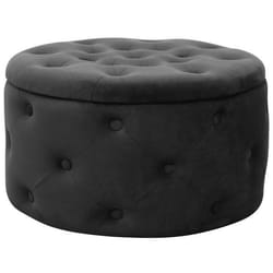 Pouf de Rangement avec Couvercle matelassé AKORD ALIA velour colour Noir hauteur 30 cm